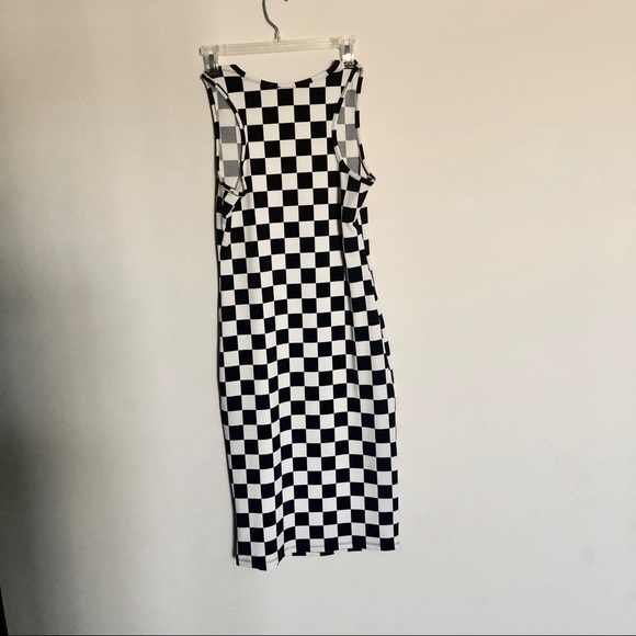 Black and White Checkerboard Midi Dress - Picture 2 of 3